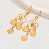 Fashionable Brass Heart Tassel Hoop Earrings JG7155-2