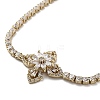 Brass Flower Link Bracelet with Clear Cubic Zirconia Tennis Chains BJEW-G690-04G-2