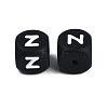 20Pcs Black Cube Letter Silicone Beads 12x12x12mm Square Dice Alphabet Beads with 2mm Hole Spacer Loose Letter Beads for Bracelet Necklace Jewelry Making JX433Z-2