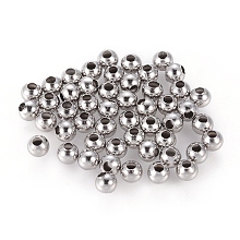304 Stainless Steel Hollow Round Seamed Beads STAS-R032-4mm
