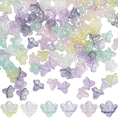 360PCS 6Colors Transparent Acrylic Bead Caps TACR-SC0001-24-1