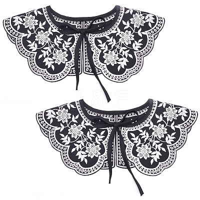 Detachable Fibre Lady's Flower Pattern Embroidered False Collars AJEW-WH0347-09-1