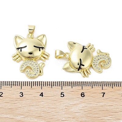 Cat Rack Plating Brass Micro Pave Cubic Zirconia Pendants KK-E102-32G-1