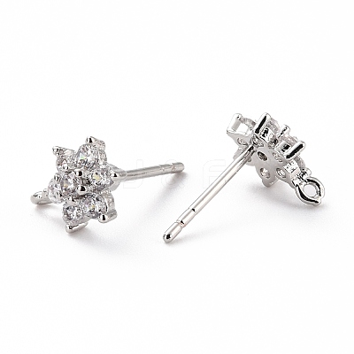 Brass Micro Pave Cubic Zirconia Stud Earrings Findings ZIRC-C027-14P-02-RS-1