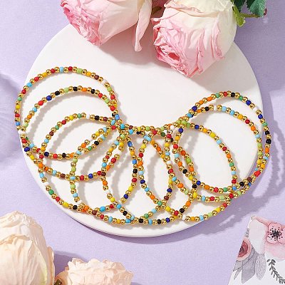 Glass Beads Beaded Stretch Bracelets BJEW-JB10958-1