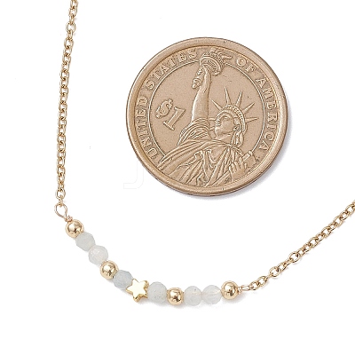 12Pcs 12 Styles Constellation Brass Star & Natural Mixed Stone Faceted Round Beaded Pendant 304 Stainless Steel Cable Chain Necklaces NJEW-JN05612-1