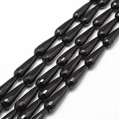 Natural Black Onyx Beads Strands G-P161-24-30x10mm-1
