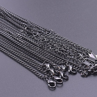 304 Stainless Steel 3mm Curb Chain Necklaces OT4459-4-1