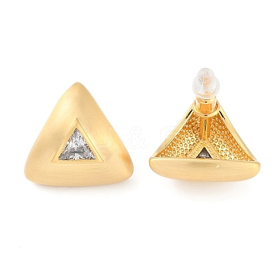 Triangle Brass Drawbench Stud Earring EJEW-L288-007G-1