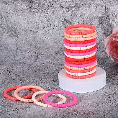 Polymer Clay Heishi Surfer Stretch Bracelets Set BJEW-SW00125-1