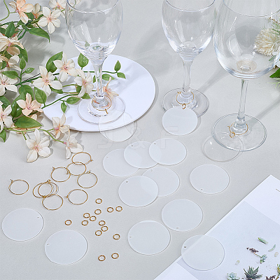 30Pcs Transparent Acrylic Disc Big Pendants ZXFQ-SC0001-03-1
