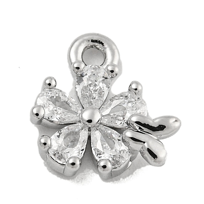 Brass Micro Pave Clear Cubic Zirconia Pendants KK-U015-10P-1