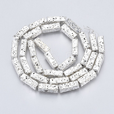 Electroplated Natural Lava Rock Beads Strands G-T114-63S-1