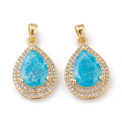 Golden Plated Brass Micro Pave Clear Cubic Zirconia Pendants LS-ZIRC-F123-01E-1