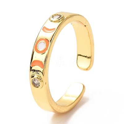 Moon & Sun Golden Enamel Cuff Rings for Women KK-G404-05-1