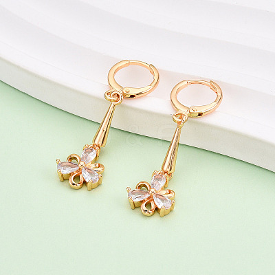 Brass Micro Pave Cubic Zirconia Dangle Leverback Earrings EJEW-N058-06G-1