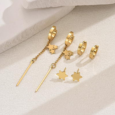 Star Stainless Steel Star Earring Sets YA2186-2-1