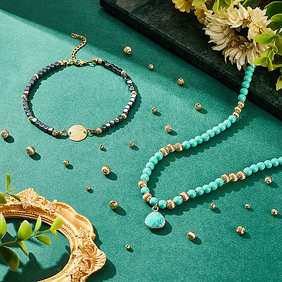 120Pcs 4 Style Brass Beads FIND-PH0017-76-1