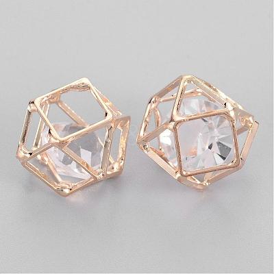 Brass Hollow Polygon Beads X-KK-M092-D-KCG-1