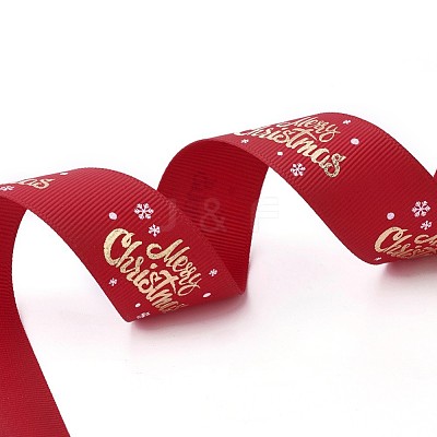 Polyester Grosgrain Ribbon for Christmas SRIB-P013-D02-1