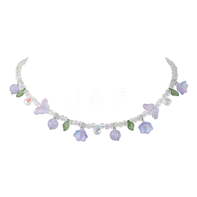 Glass with Malaysia Jade Beaded Necklaces NJEW-JN04680-01-1