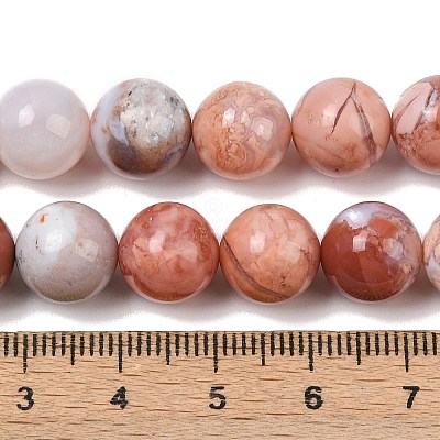 Natural Pink Agate Beads Strands G-K350-C02-10mm-1