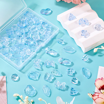 64Pcs Gradient Color Transparent Glass Beads GLAA-TA0003-48B-1