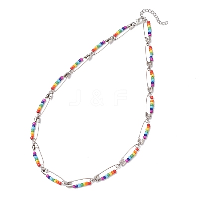 Chakra Glass Beads Dangle Earrings & Necklaces Sets SJEW-JS01364-1