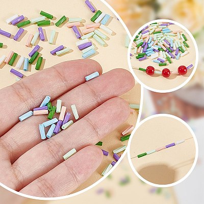 70G 7 Colors Opaque Colours Glass Twist Bugle Beads GLAA-PH0003-70-1