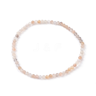 3mm Natural Moonstone Beads Stretch Bracelet for Girl Women BJEW-JB07284-02-1