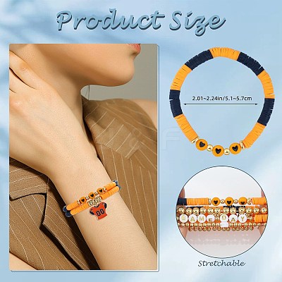 1 Set Handmade Polymer Clay Heishi Beads Stretch Bracelets Set BJEW-SZ0002-67A-01-1