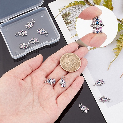 10Pcs Brass Micro Pave Cubic Zirconia Charms ZIRC-SC0001-17-1