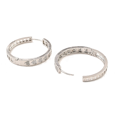 Brass Micro Pave Cubic Zirconia Hoop Earrings EJEW-D078-19P-1