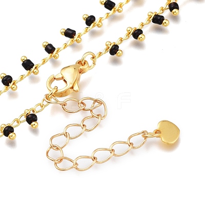 Brass Handmade Glass Beaded Necklaces NJEW-JN03135-03-1