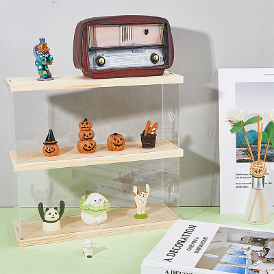 2-Tier Transparent Acrylic Toys Action Figures Display Boxs ODIS-WH0063-01-1