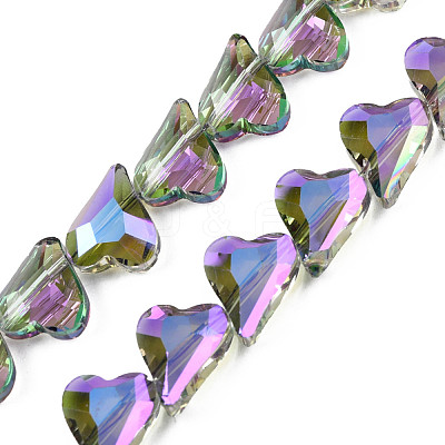 Electroplate Transparent Glass Beads Strands EGLA-N002-44-07-1