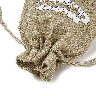Christmas Printed Burlap Packing Pouches Drawstring Bags ABAG-Q053-02A-11-1