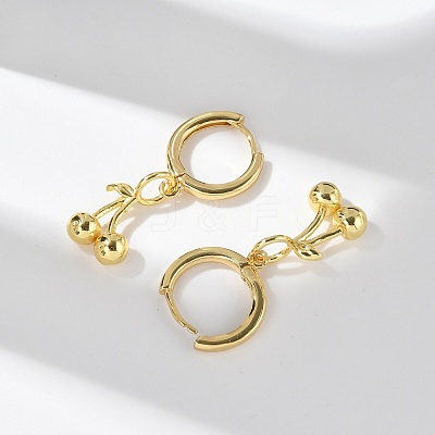 Brass Cherry Hoop Earrings EJEW-M077-19G-03-1