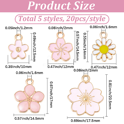 100Pcs 5 Styles Alloy Enamel Pendants ENAM-BM0001-06-1