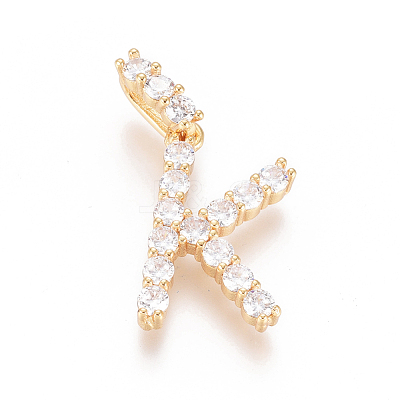 Golden Plated Brass Micro Pave Clear Cubic Zirconia Pendants X-ZIRC-L093-01K-1