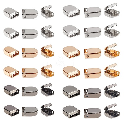 180Pcs 6 Style Zinc Alloy Ribbon Crimp Ends FIND-CA0004-51-1