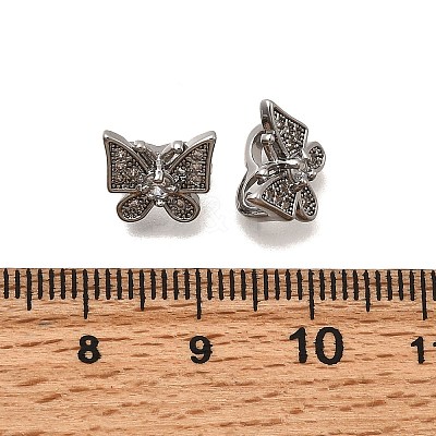 Brass Micro Pave Clear Cubic Zirconia Slide Charms KK-Z126-20P-1