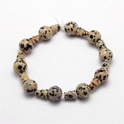 Natural Dalmatian Jasper 3-Hole Guru Bead Strands G-K149-30-1