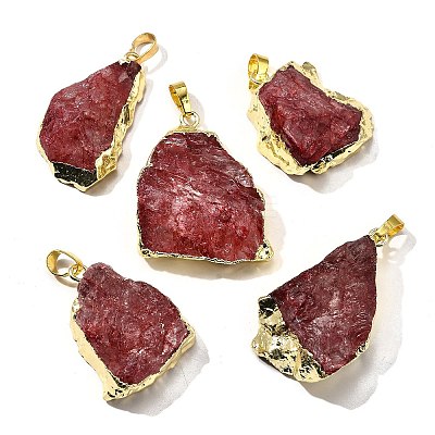 Raw Rough Natural Dyed Quartz Crystal Pendants G-G895-05LG-08-1