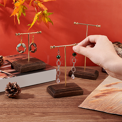 3 Sets 3 Sizes Iron Earring Display Stand Set EDIS-WH0024-10G-1