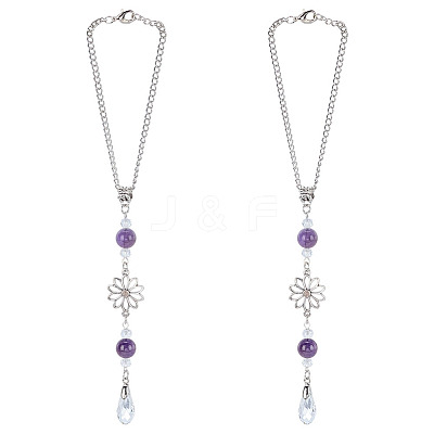 2Pcs Alloy Flower Pendant Decorations HJEW-ME0001-07A-1