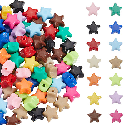 140Pcs 14 Colors Luminous Opaque Acrylic Beads SACR-SC0001-50-1