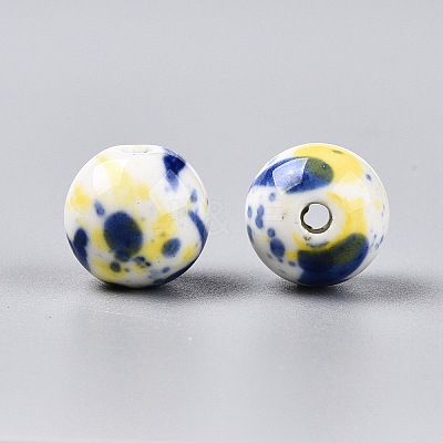 Glazed Porcelain Round Beads PORC-Q197-12mm-04-1