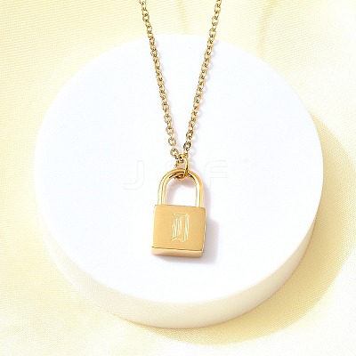304 Stainless Steel Rolo Chain Pendant Necklaces NJEW-S444-01G-04-1