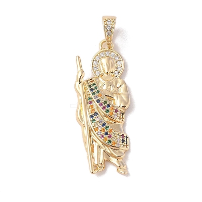 Brass Clear Cubic Zirconia Pendants KK-Z050-03G-02-1